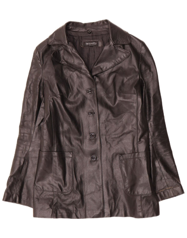 Terzoatto Damen Lederjacke IT 44 Medium Schwarz