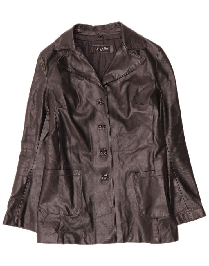 Terzoatto Damen Lederjacke IT 44 Medium Schwarz
