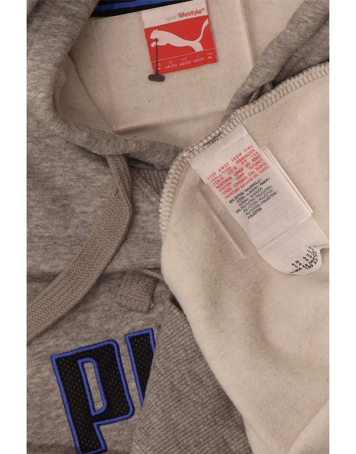 PUMA Mens Graphic Hoodie Jumper Medium Grey Cotton