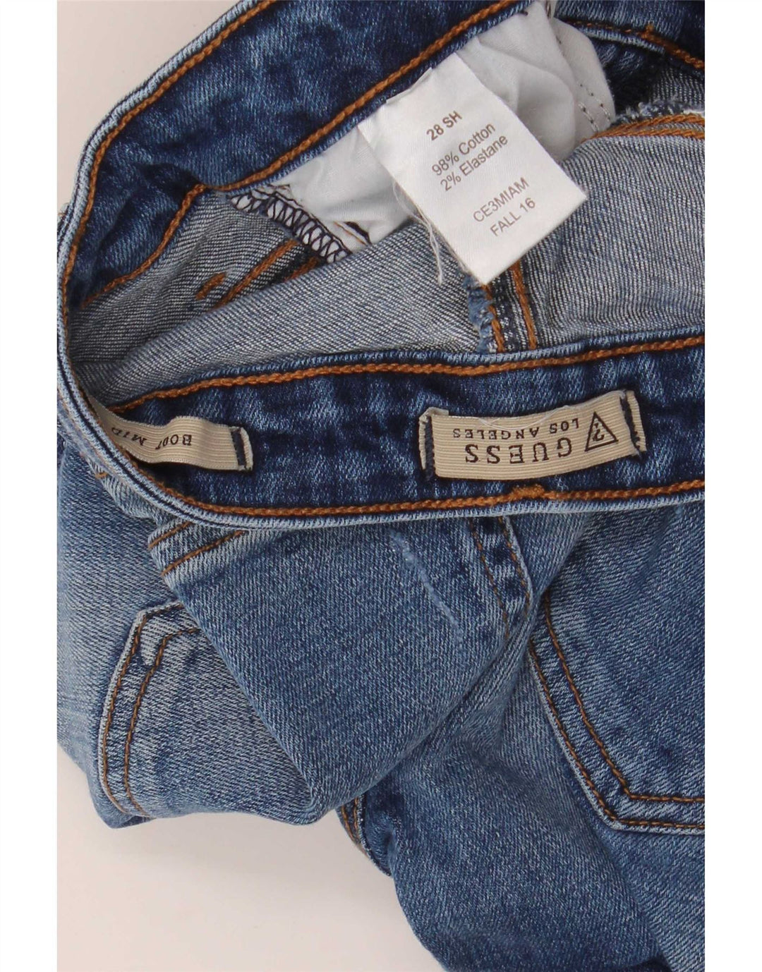 Guess Damen Bootcut-Jeans mit mittelhohem Bund, W28, L29, blaue Baumwolle