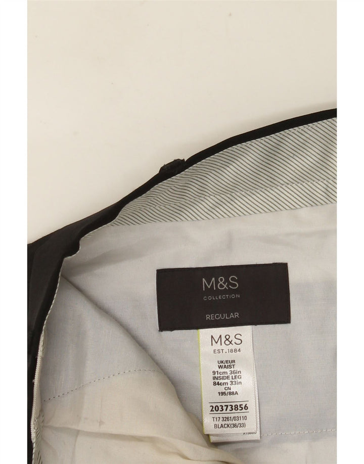 MARKS & SPENCER Herren-Anzughose mit normaler Passform, W36, L33, schwarzes Polyester