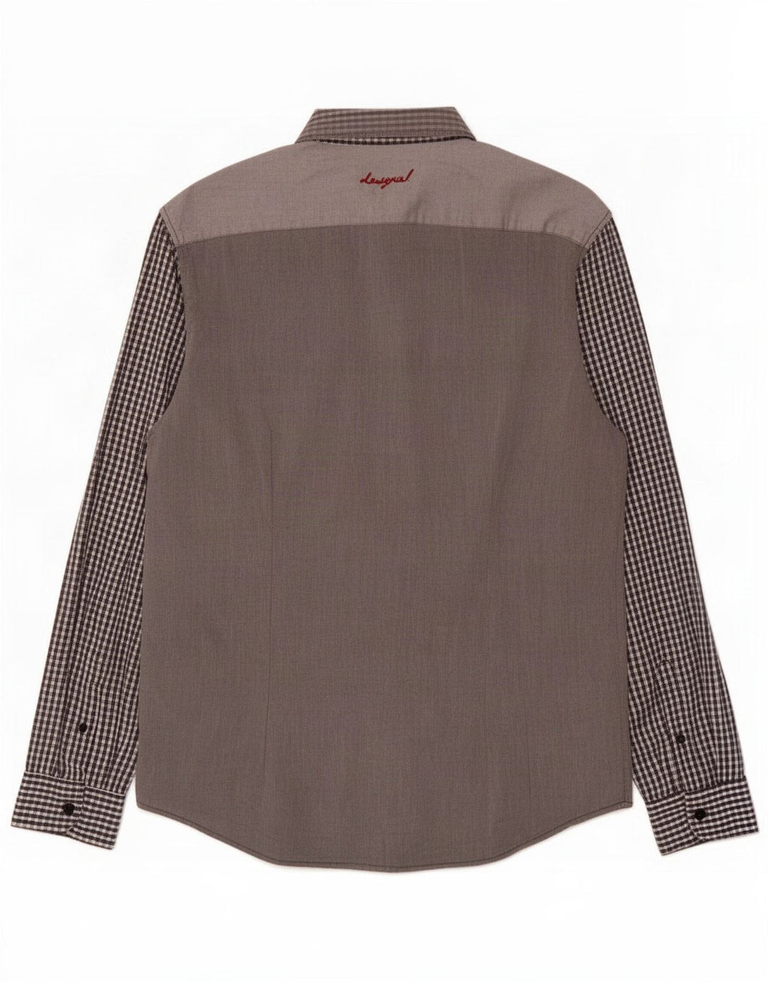 Desigual Herren-Slim-Hemd, groß, grau kariert, Baumwolle
