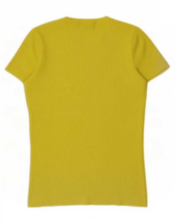 Zara Damen T-Shirt Top UK 10 Small Gelbe Viskose
