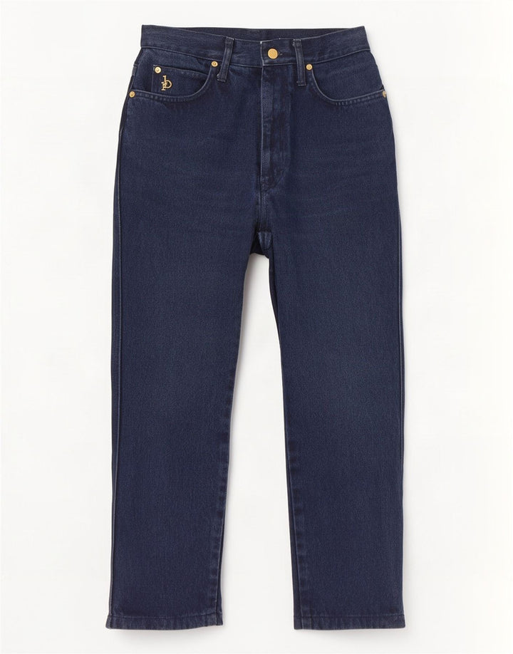 Roccobarocco Damen Crop Straight Jeans IT 42 Medium W28 L25 Marineblau