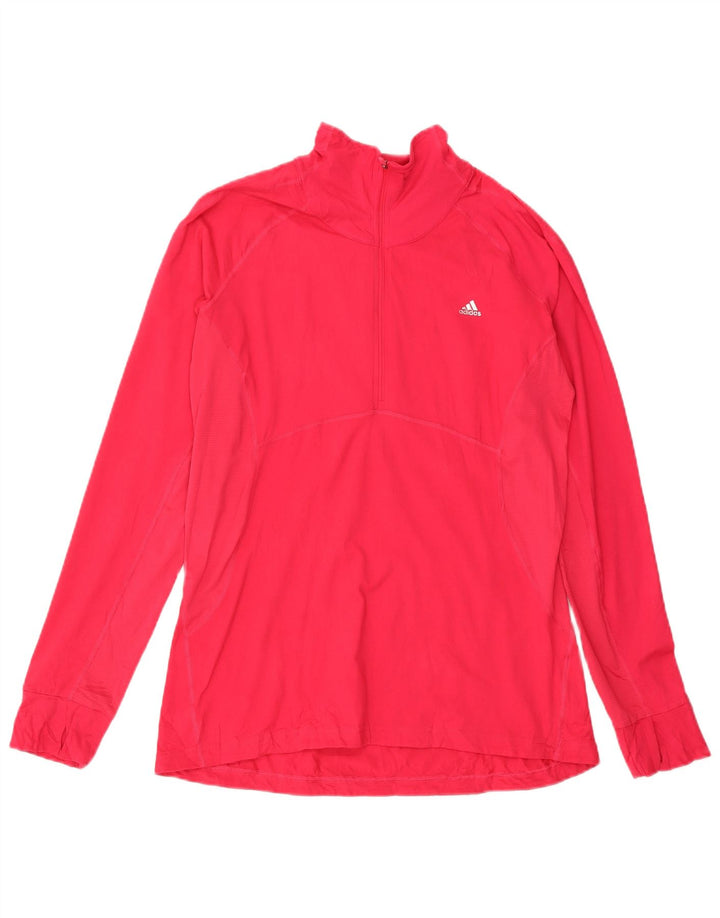 ADIDAS Damen Climalite Zip Neck Pullover Trainingsanzug Top UK 20/22 XL Rot