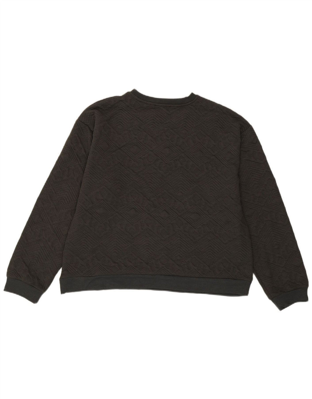 Zara Damen Crop Sweater UK 14 Large Graues geometrisches Polyester
