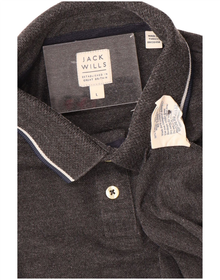 JACK WILLS Herren-Poloshirt, große graue Baumwolle