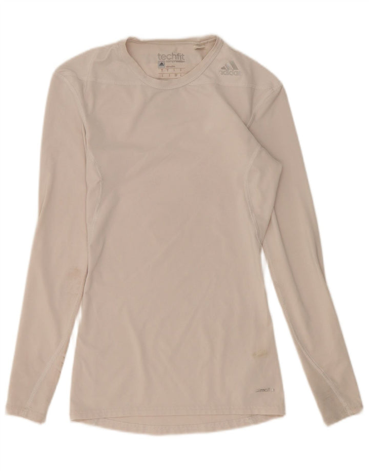 ADIDAS Womens Climalite Graphic Top Long Sleeve UK 10 Small White