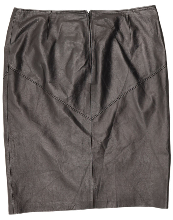 Vintage Damen Lederrock W42 3XL Schwarz