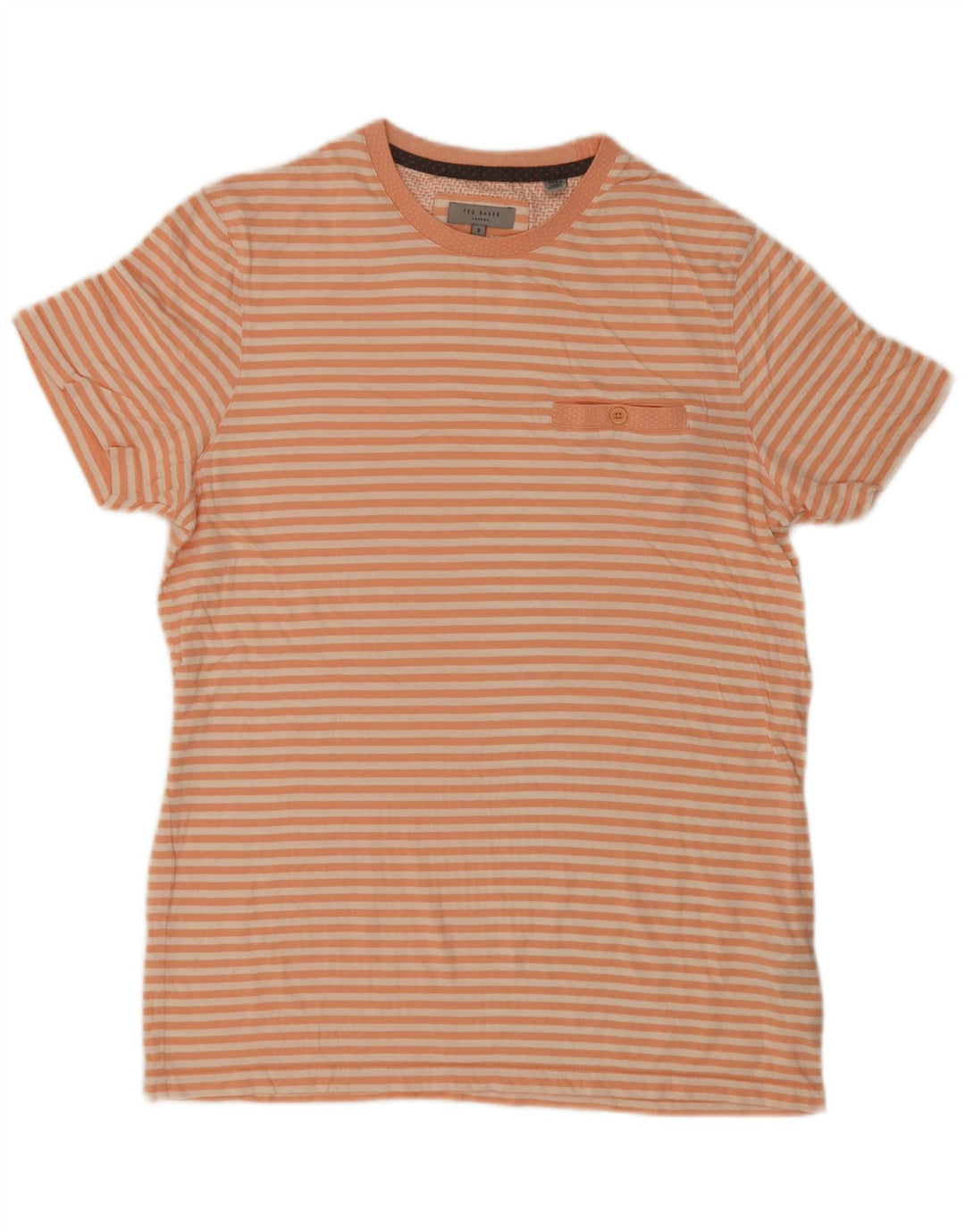 Ted Baker Herren T-Shirt Top Größe 3 Mittelorange gestreift aus Baumwolle