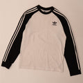 Adidas Herren-Top, langärmelig, mittelweiß, Colourblock-Baumwolle