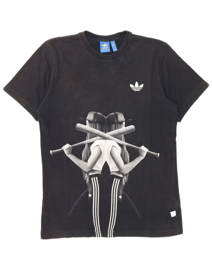 Adidas Herren Grafik T-Shirt Top Small Schwarz Baumwolle
