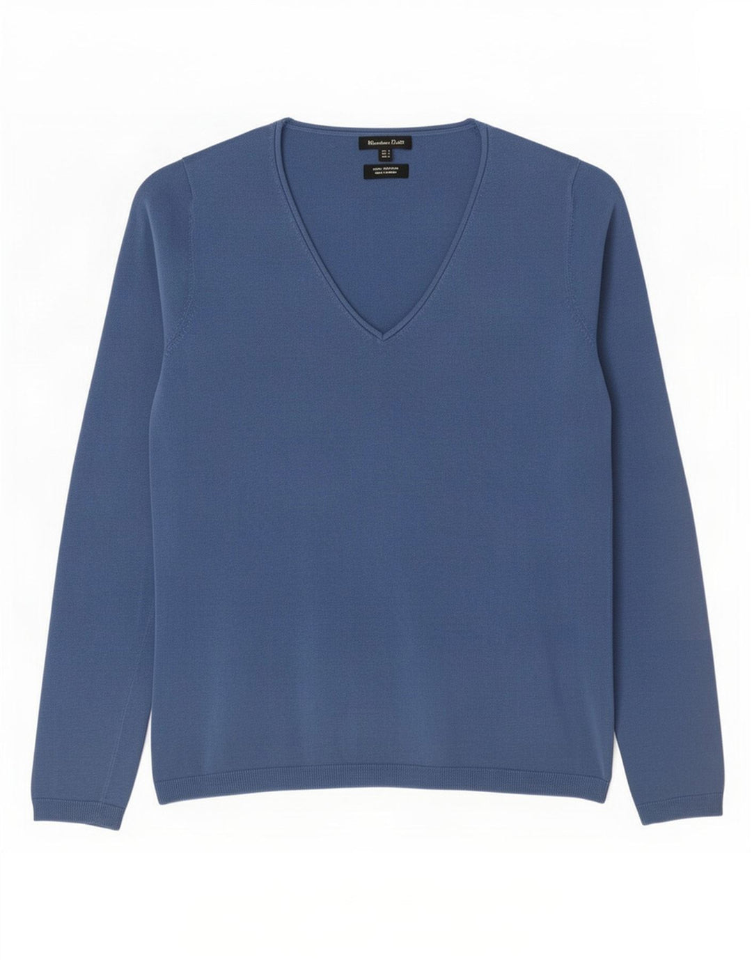 Massimo Dutti Damen-Pullover mit V-Ausschnitt, Gr. 10, Größe S, Blau, Baumwolle
