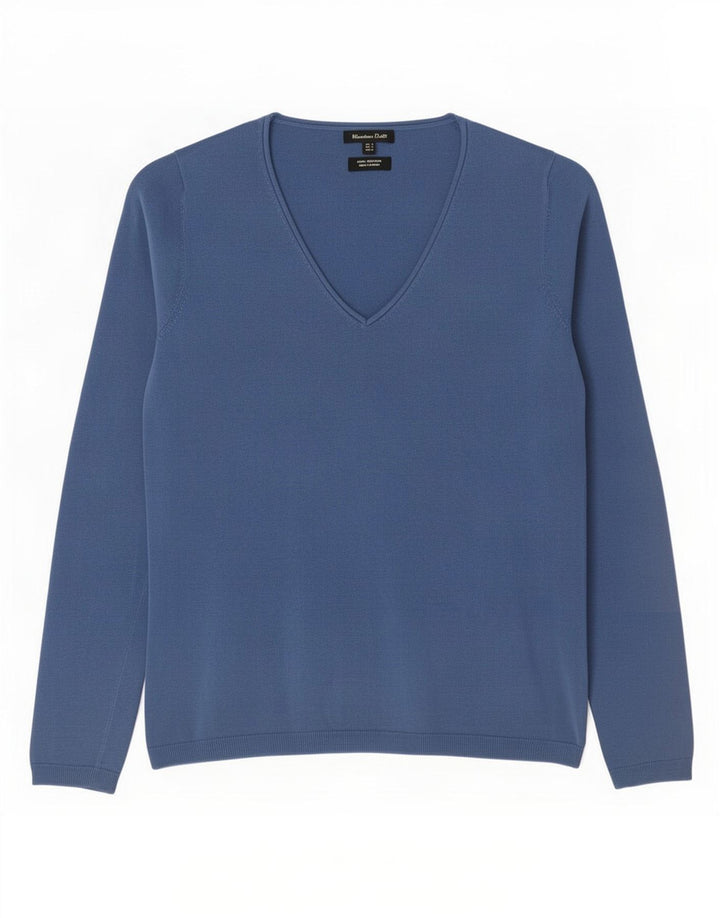 Massimo Dutti Damen-Pullover mit V-Ausschnitt, Gr. 10, Größe S, Blau, Baumwolle