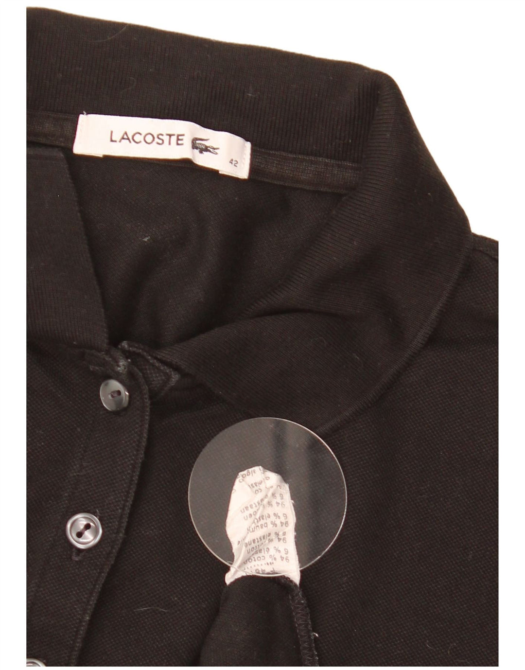Lacoste Damen-Poloshirt, Größe 42, große schwarze Baumwolle