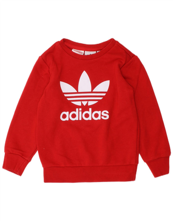 ADIDAS Mädchen-Sweatshirt mit Grafik, 2–3 Jahre, rote Baumwolle