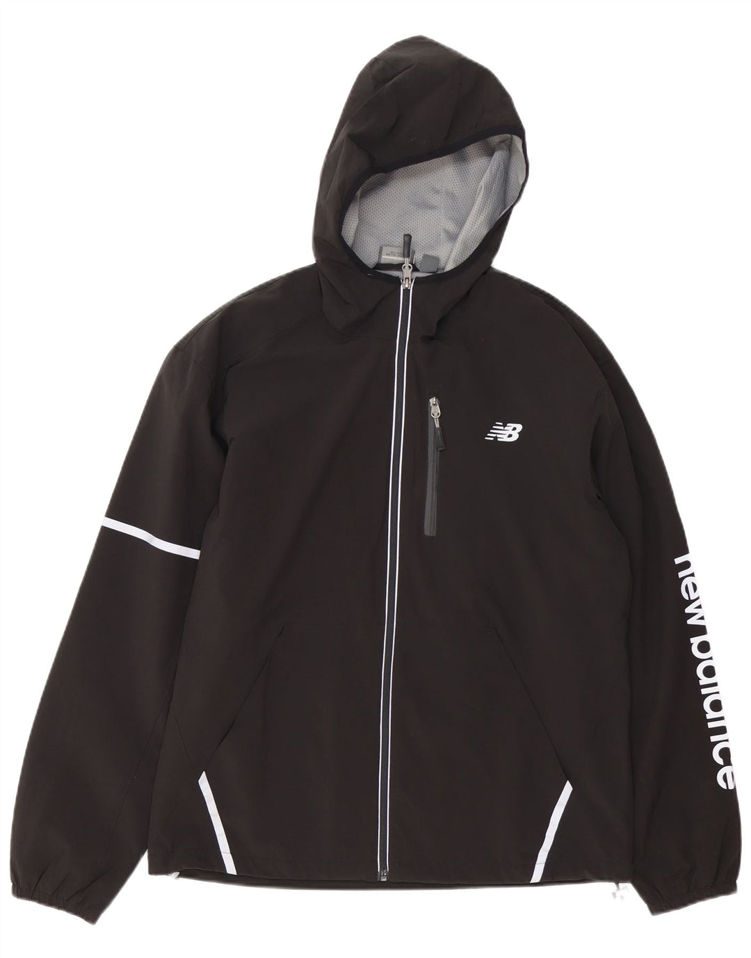 New Balance Herren-Trainingsanzug mit grafischer Kapuze, Mittelschwarzes Polyester