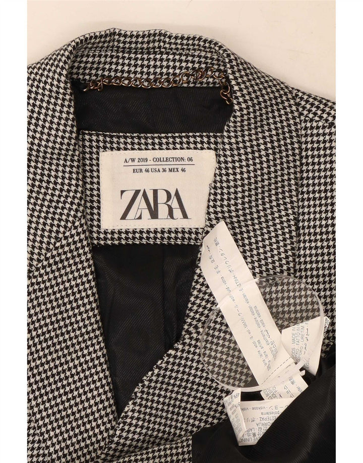 Zara Herren 2-Knopf-Blazerjacke EU 46 Kleine schwarze Hahnentrittwolle