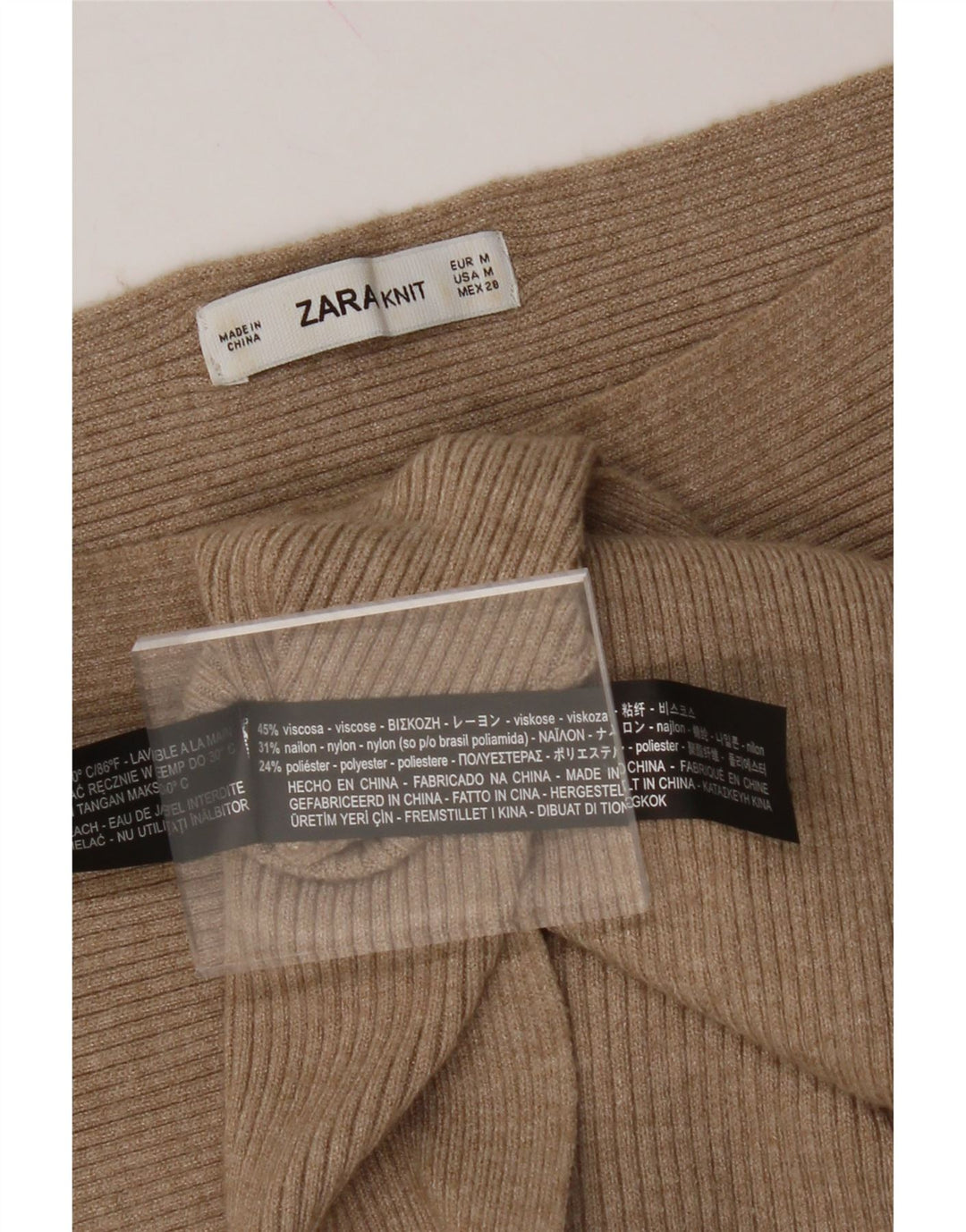 ZARA Womens Crop 3/4 Sleeve Blouse Top UK 14 Medium Brown Viscose Vintage Zara and Second-Hand Zara from Messina Hembry 