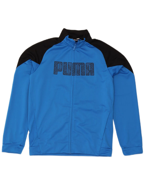 Puma Boys Graphic Tracksuit Top Jacket 15-16 Years Blue Colourblock
