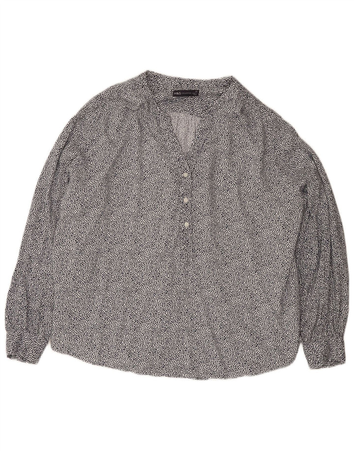 Marks & Spencer Damen Pullover-Hemdbluse UK 20 2XL Weißer Animal-Print