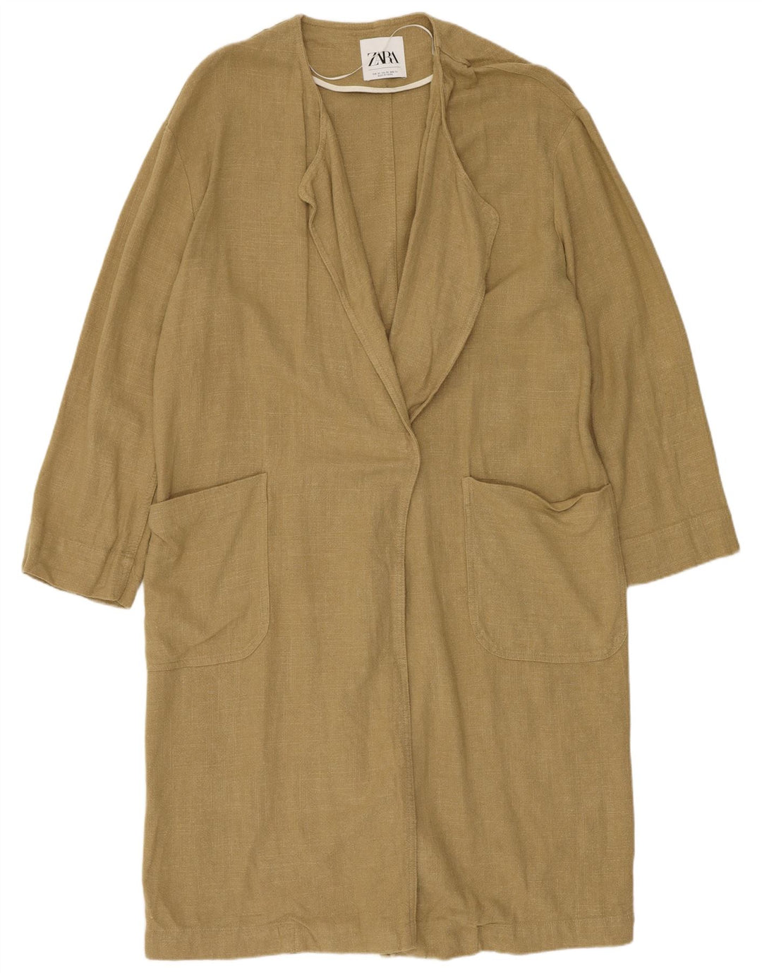 Zara Damen Übergroßer Trenchcoat UK 6 XS Khaki Viskose