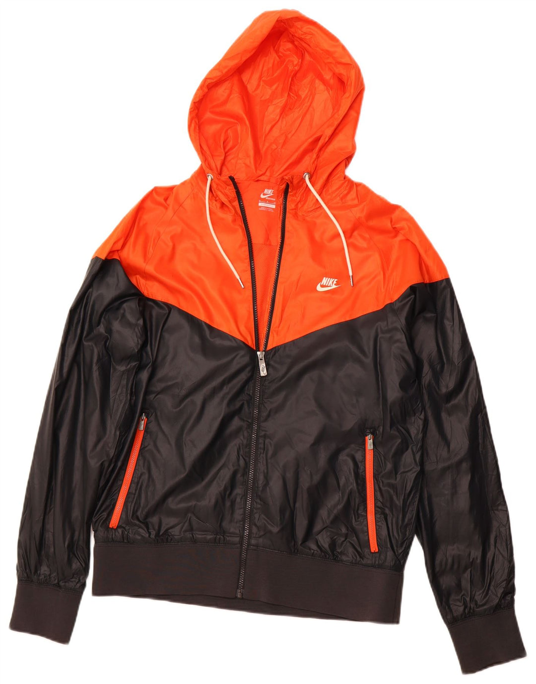 NIKE Herren-Trainingsanzug mit Kapuze, Oberjacke, Mittelschwarzes Farbblock-Polyester