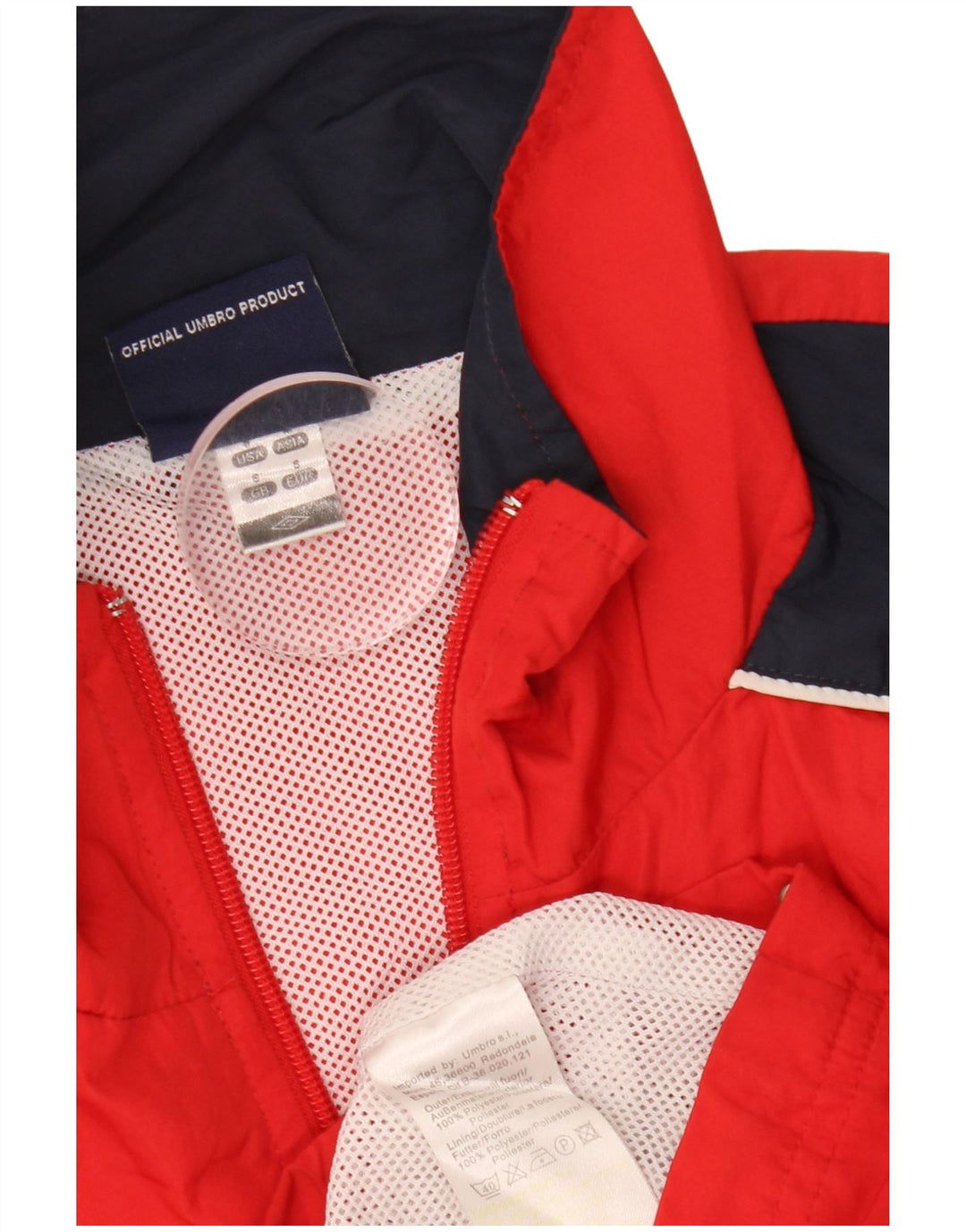 Umbro Herren-Trainingsanzugoberteil mit Grafik, Größe S, Rot, Farbblock-Polyester