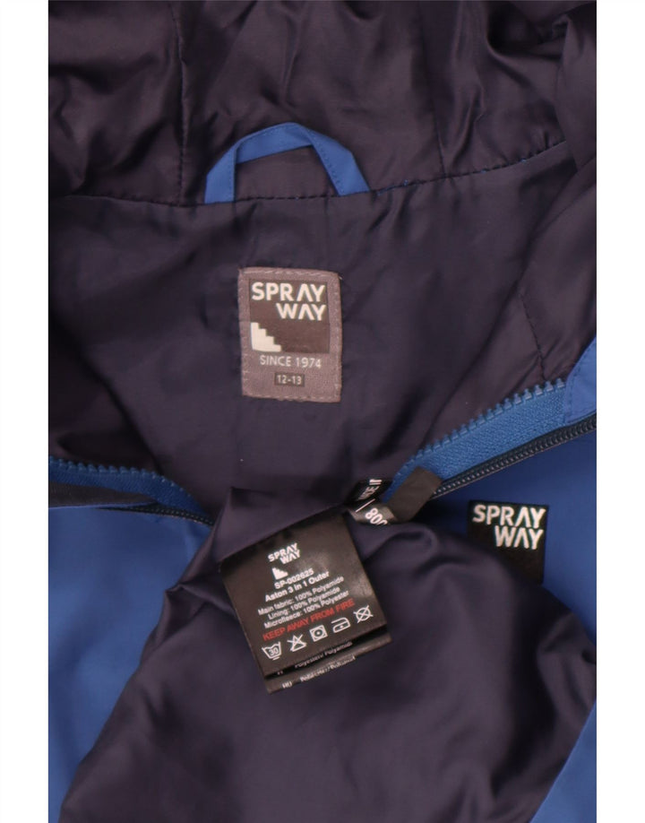 Sprayway Jungen-Regenjacke mit Kapuze, 12–13 Jahre, blaues Polyamid