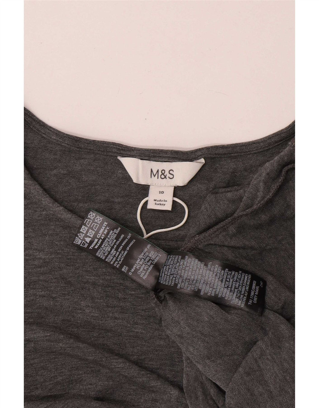 Marks & Spencer Damen Top Langarm UK 10 Small Grau Acryl