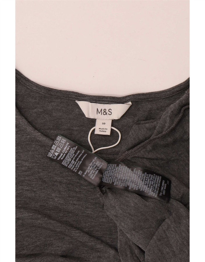 Marks & Spencer Damen Top Langarm UK 10 Small Grau Acryl