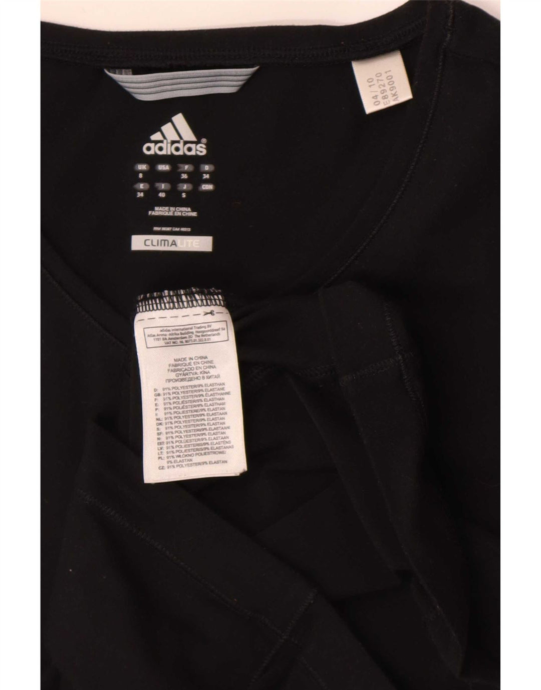 Adidas Damen Climalite T-Shirt Top UK 8 Small Schwarz Polyester