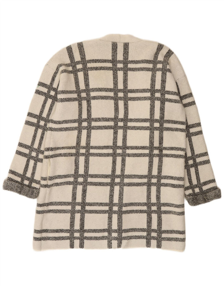 Marks & Spencer Damen Longline-Cardigan-Pullover UK 16 Large Weiß kariert
