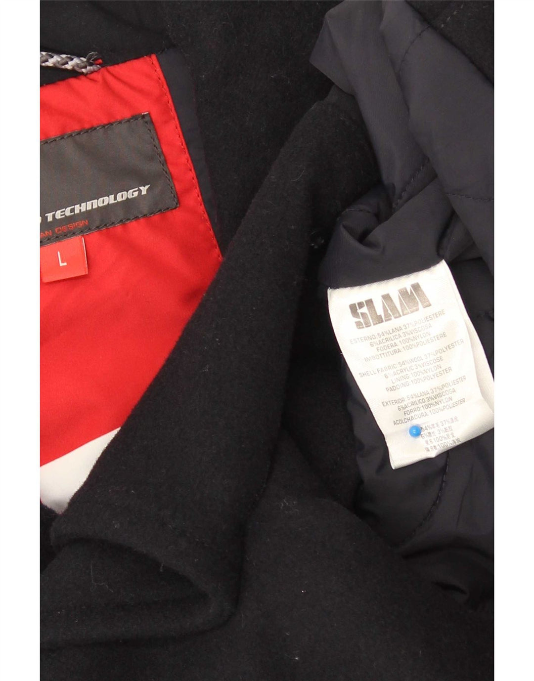 Slam Herren Pea Coat UK 40 Große marineblaue Wolle
