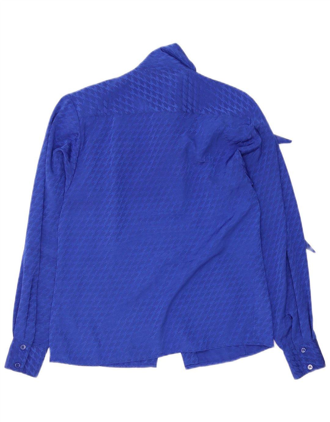 Evan Picone Damen-Hemdbluse mit vorderer Krawatte, US 4, klein, blauer Hahnentrittmuster