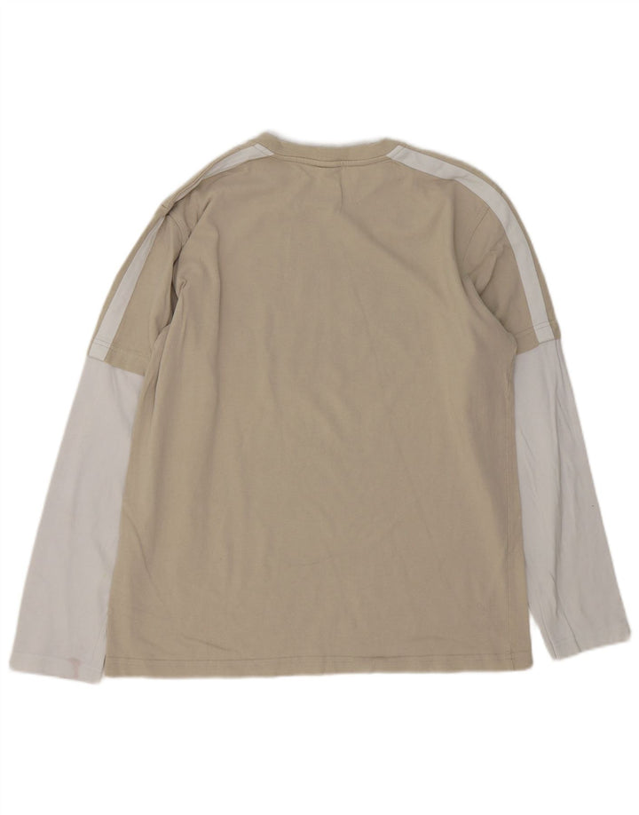 North Sails Herren Grafik-Oberteil, langärmelig, Mittelbeige, Farbblock-Baumwolle
