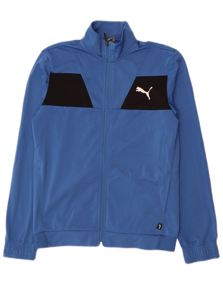Puma Jungen-Trainingsanzug-Top-Jacke, 13–14 Jahre, blaues Farbblock-Polyester