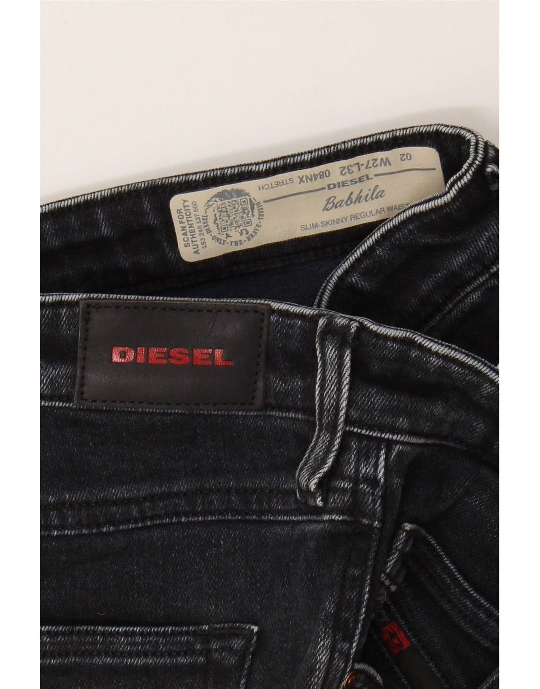 Diesel Damen Babhila Regular Fit Slim Skinny Jeans W27 L27 Schwarze Baumwolle