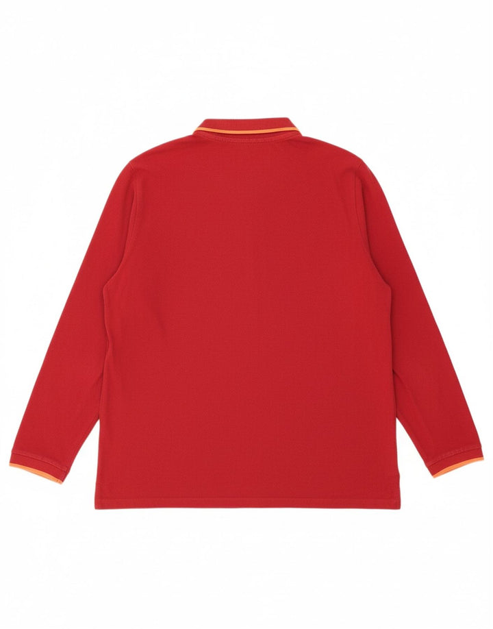 CHIEMSEE Mens Long Sleeve Polo Shirt 2XL Red Cotton