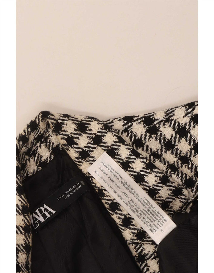 Zweireihiger Blazer für Damen von Zara, Gr. 6, XS, schwarzes Gingham-Polyester