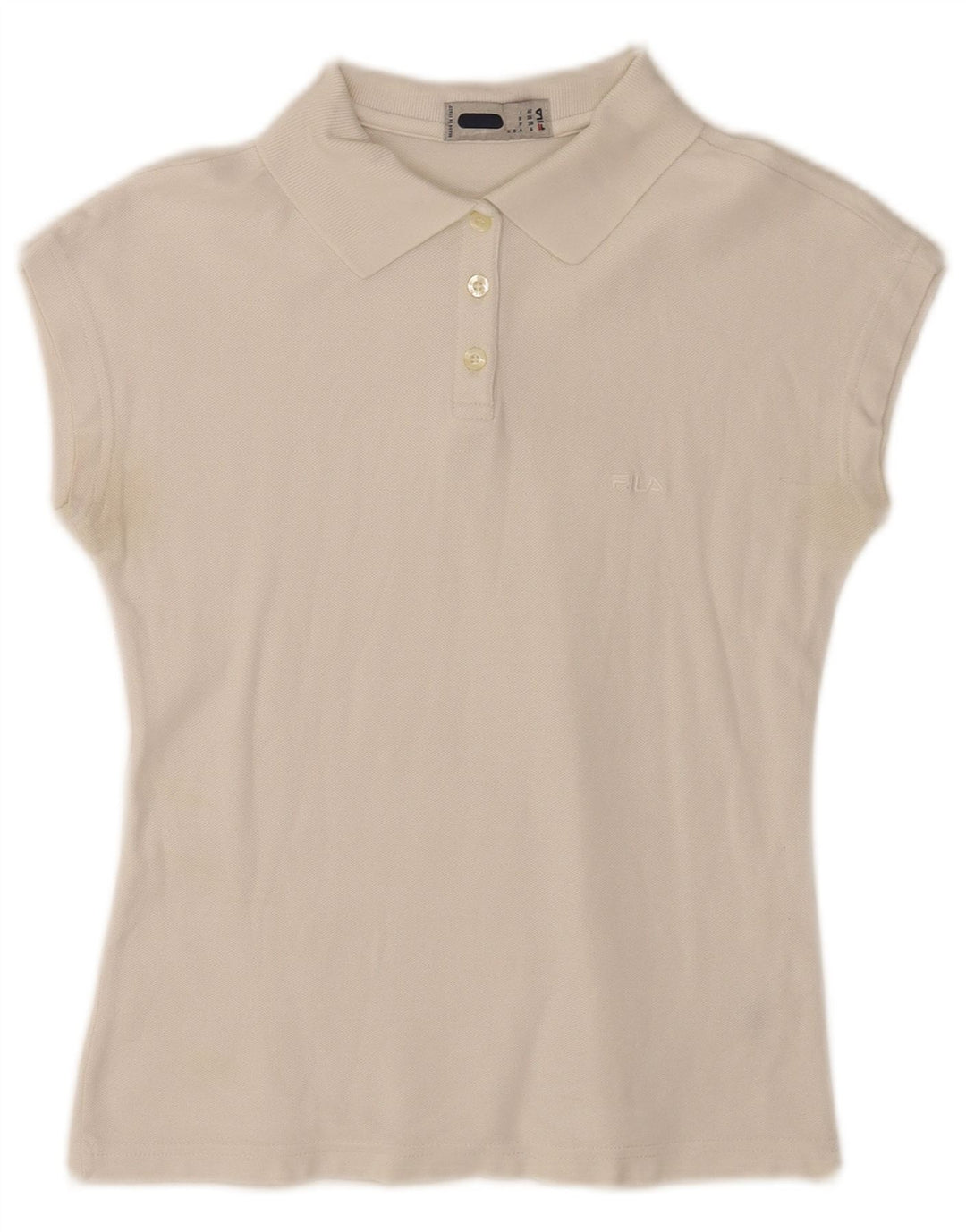 Fila Damen Ärmelloses Poloshirt IT 42 Medium Weiß