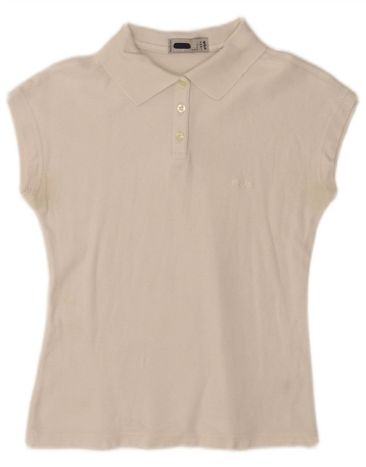 Fila Damen Ärmelloses Poloshirt IT 42 Medium Weiß