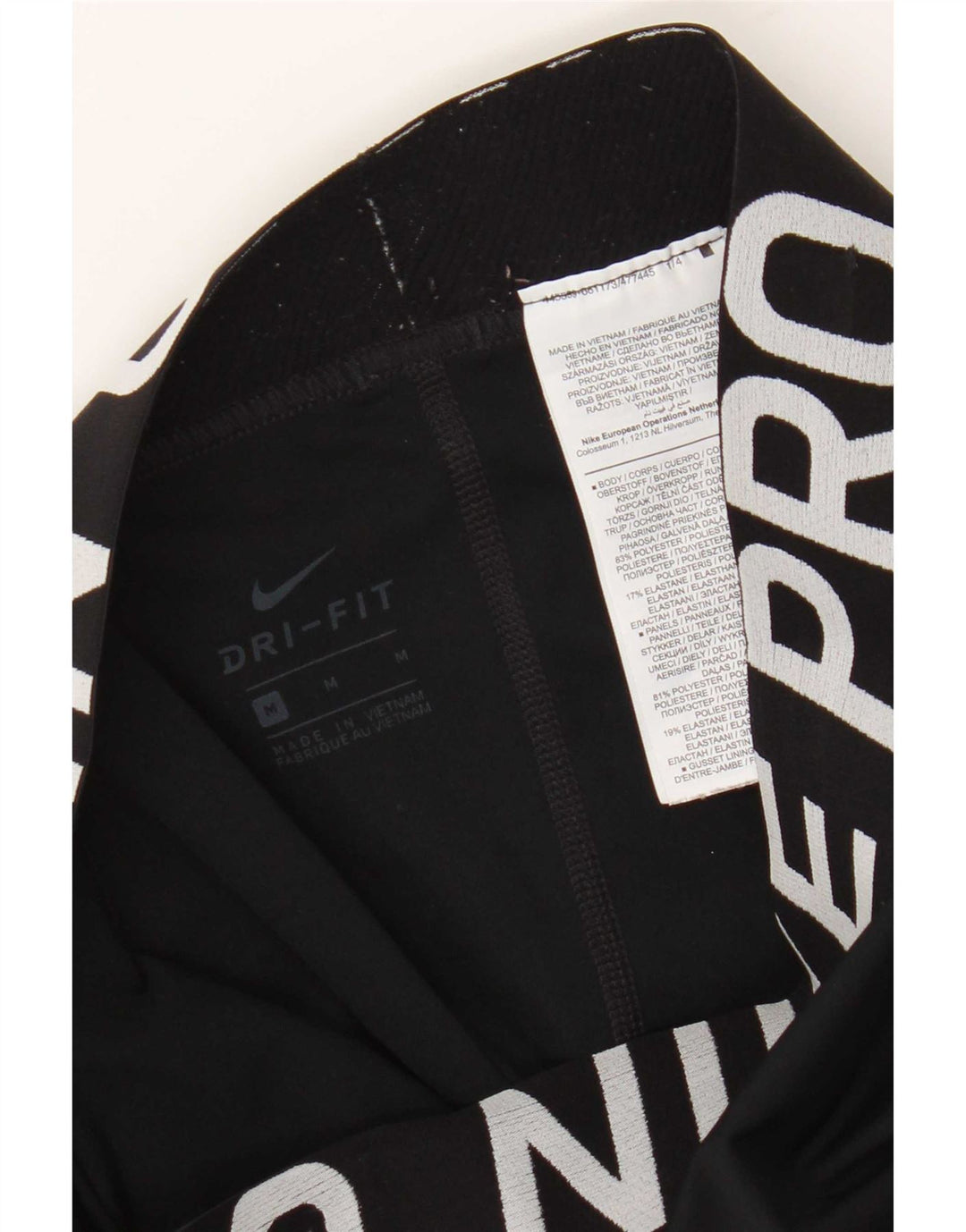 Nike Damen Dri Fit Graphic Leggings UK 12 Mittelschwarzes Polyester