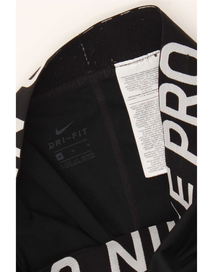 Nike Damen Dri Fit Graphic Leggings UK 12 Mittelschwarzes Polyester
