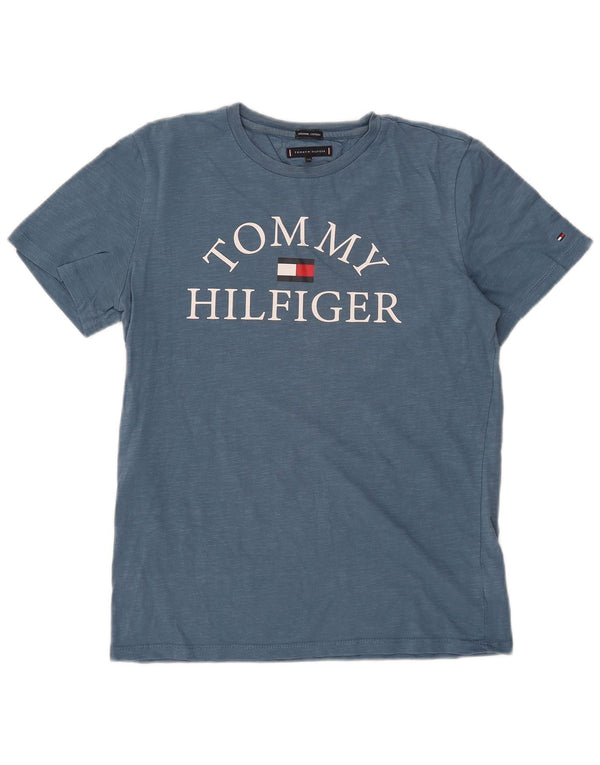TOMMY HILFIGER Grafik-T-Shirt für Jungen, 15–16 Jahre, blaue Baumwolle