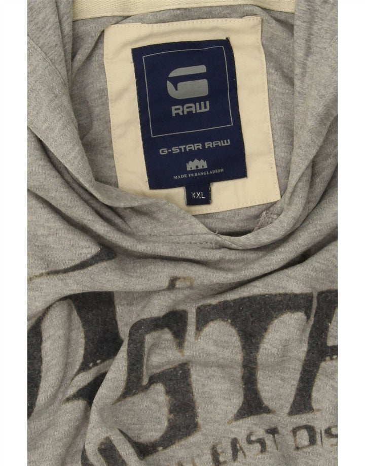G-STAR Mens Graphic Hoodie Jumper 2XL Grey Vintage G-Star and Second-Hand G-Star from Messina Hembry 