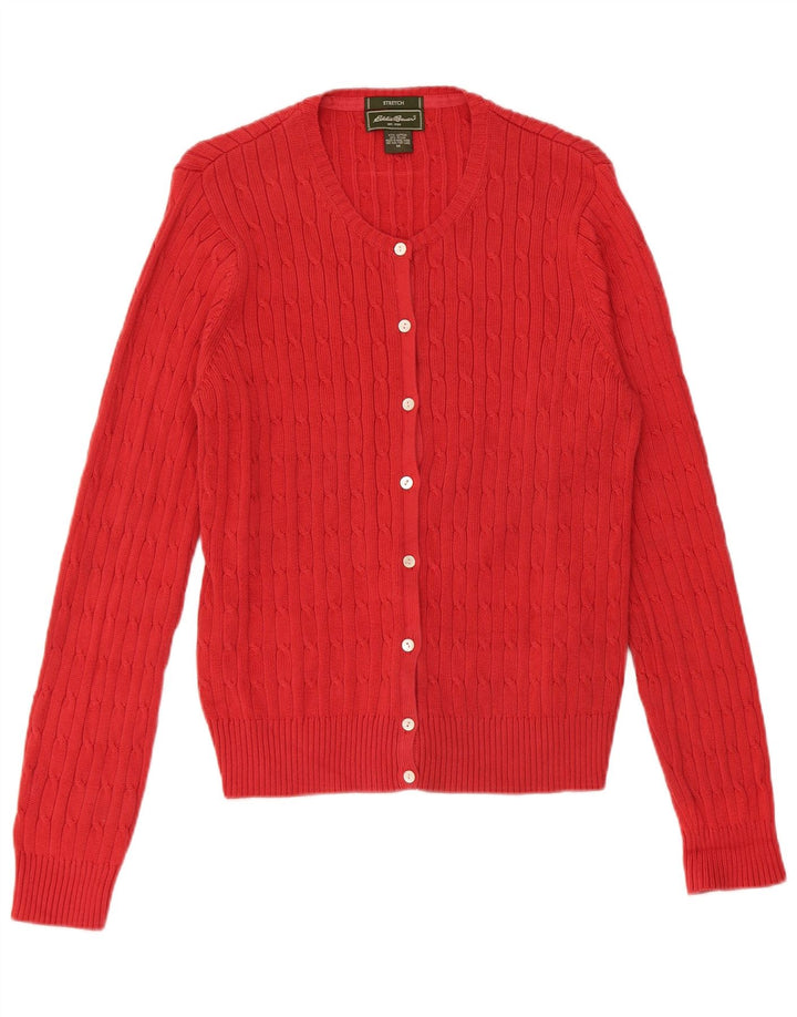 Eddie Bauer Damen-Stretch-Cardigan-Pullover UK 14 Mittelrote Baumwolle