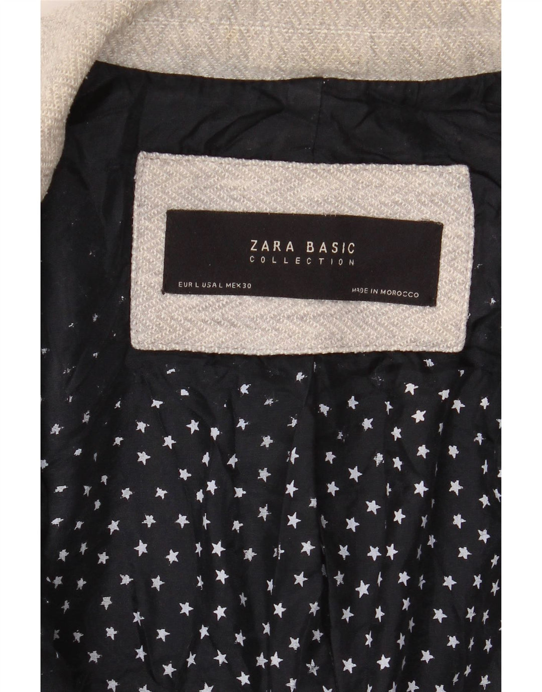 Zara Damen 1-Knopf-Blazer-Jacke, UK 16, großes graues Fischgrätenmuster