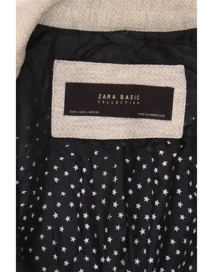 Zara Damen 1-Knopf-Blazer-Jacke, UK 16, großes graues Fischgrätenmuster