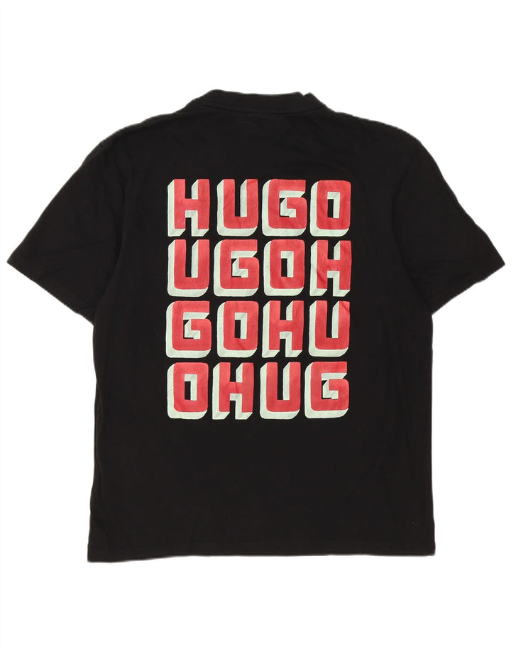 Hugo Boss Herren-T-Shirt mit Grafik, groß, aus schwarzer Baumwolle